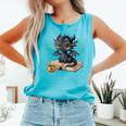 Cute Dragon Books Flower Bookworm Book Lover Comfort Colors Tank Top Light Green