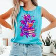 Cute Dragon Reading Books Bookworm Comfort Colors Tank Top Light Green Cute Dragon Reading Books Bookworm Comfort Colors Tank Top Light Green