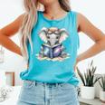 Cute Elephant Reading Universe Book Comfort Colors Tank Top Light Green Cute Elephant Reading Universe Book Comfort Colors Tank Top Light Green