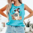 Cute Ghost Reading Book Librarian Book Lover Comfort Colors Tank Top Light Green
