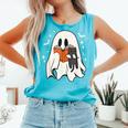 Cute Ghost Reading Book Spooky Season Halloween Costume Kids Comfort Colors Tank Top Light Green