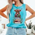 Cute Highland Cow With Book Floral Bookworm Librarian Book Comfort Colors Tank Top Light Green Cute Highland Cow With Book Floral Bookworm Librarian Book Comfort Colors Tank Top Light Green
