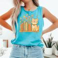 Cute Kawaii Cat Books Flowers Comfort Colors Tank Top Light Green Cute Kawaii Cat Books Flowers Comfort Colors Tank Top Light Green