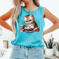 Cute Kitten Bookworm Adorable Cat With Glasses Reading Book Comfort Colors Tank Top Light Green Cute Kitten Bookworm Adorable Cat With Glasses Reading Book Comfort Colors Tank Top Light Green