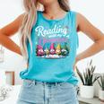 Cute Reading With My Gnomies Gnome Book Bookworm Lover Comfort Colors Tank Top Light Green