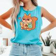 Cute Squirrel Reading A Book Lovers Anime Kawaii Women Kids Comfort Colors Tank Top Light Green