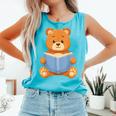 Cute Teddy Bear Reading Book Adorable For Readers Comfort Colors Tank Top Light Green Cute Teddy Bear Reading Book Adorable For Readers Comfort Colors Tank Top Light Green
