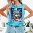 Deer Reads Book Women Girls Reindeer Comfort Colors Tank Top Light Green