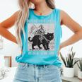 Defend Your Local Library Knight Cat Rider Book Lover Comfort Colors Tank Top Light Green