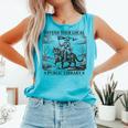 Defend Your Local Public Library Cat Knight Book Lover Comfort Colors Tank Top Light Green