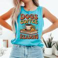 Dogs Coffee Reading Book Lover Comfort Colors Tank Top Light Green