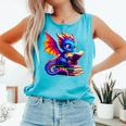 Dragon Reading a Book Bookworm Book Lover Comfort Colors Tank Top Light Green