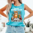 Easily Distracted By Cats And Books Book Lover Cat Comfort Colors Tank Top Light Green
