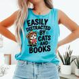 Easily Distracted By Cats And Books Lovers Reading Comfort Colors Tank Top Light Green Easily Distracted By Cats And Books Lovers Reading Comfort Colors Tank Top Light Green