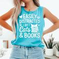 Easily Distracted By Cats And Books Reading Apparel Premium Tri-Blend Comfort Colors Tank Top Light Green