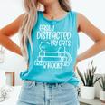 Easily Distracted By Cats And Books Reading Cat Comfort Colors Tank Top Light Green Easily Distracted By Cats And Books Reading Cat Comfort Colors Tank Top Light Green