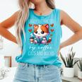 Easily Distracted By Coffee Cats And Books Comfort Colors Tank Top Light Green