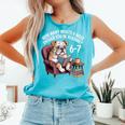English Bulldog Dog Reading Book 67 Six Seven Meme Comfort Colors Tank Top Light Green