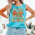Fall In Love With Reading Autumn Pumpkin Teacher Book Lover Comfort Colors Tank Top Light Green