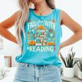 Fall In Love With Reading Book Autumn Pumpkins And Teachers Comfort Colors Tank Top Light Green