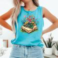 Floral Book Bloom Wildflowers Literature Nature Fantasy Comfort Colors Tank Top Light Green