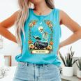 Floral Tarot Card The Reader Skeleton Reading Book Comfort Colors Tank Top Light Green