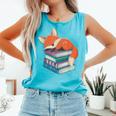 Fox Reading Book Pajama Sleep Comfort Colors Tank Top Light Green