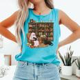 Ghost Reading Book Cat Lover Halloween Reading Enthusiast Comfort Colors Tank Top Light Green