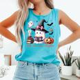 Ghost Reading Book Coquette Bow Halloween Girl Toddler Kid Premium Comfort Colors Tank Top Light Green