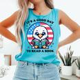 A Good Day To Read a Book Reading Eagle With American Flag Comfort Colors Tank Top Light Green