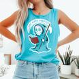 Grim Reaper Bookworm Cute Book Reading Halloween Comfort Colors Tank Top Light Green