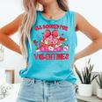 Groovy All Booked For Valentines Books Pink Coquette Bow Comfort Colors Tank Top Light Green