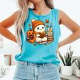 Halloween Ghost Reading Book Lovers Coffee Girl Women Comfort Colors Tank Top Light Green