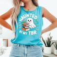 Haunted By My TBR Cute Ghost Book Reading Teacher Halloween Comfort Colors Tank Top Light Green