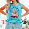 Where Hearts Groovy Meet Stories Coffee Books Valentines Day Comfort Colors Tank Top Light Green