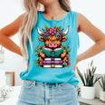 Highland Cow Book Floral Bookworm Comfort Colors Tank Top Light Green Highland Cow Book Floral Bookworm Comfort Colors Tank Top Light Green