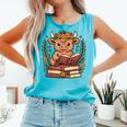 Highland Cow Reading Book Graphic Cow With Book Floral Comfort Colors Tank Top Light Green Highland Cow Reading Book Graphic Cow With Book Floral Comfort Colors Tank Top Light Green