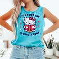 It's a Good Day To Read a Book Cute Cat Book Day Girls Boys Comfort Colors Tank Top Light Green