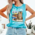 Just a Girl Who Loves Cats And Books Comfort Colors Tank Top Light Green