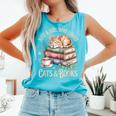 Just A Girl Who Loves Cats And Books Reading Librarian Comfort Colors Tank Top Light Green