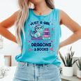 Just A Girl Who Loves Dragons And Books Lover Reading Book Comfort Colors Tank Top Light Green