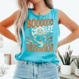 Library Halloween Book Lover Ghost With Books Comfort Colors Tank Top Light Green