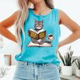 Life Is Better With Cats Coffee Books Cat Reading Book Comfort Colors Tank Top Light Green