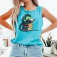 Lizard Reading Book Librarian Bookworm Reader Read Comfort Colors Tank Top Light Green