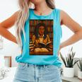Melanin Girl Locs Book Lover Librarian Teacher Student Comfort Colors Tank Top Light Green