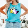 Non-Binary Book Lover Nonbinary Daisy LGBT Reading Pride Comfort Colors Tank Top Light Green