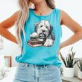 Old English Sheepdog Books Reading Dog Breed Graphic Comfort Colors Tank Top Light Green