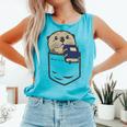 Otter Cute Read Reading Book Librarian Across America Kids Comfort Colors Tank Top Light Green