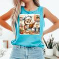 Owl Learning To Cook With Cookbook Chef Apron Stove Cooking Comfort Colors Tank Top Light Green