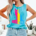 Pansexual Pride Celestial Cat Sitting Book LGBTQ Pan Colors Men Women Comfort Colors Tank Top Light Green